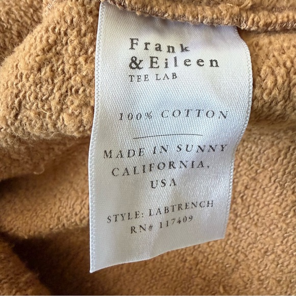 FRANK & EILEEN Belfast Trench Sweatshirt Trench Coat in Camel Size Large - Picture 12 of 12
